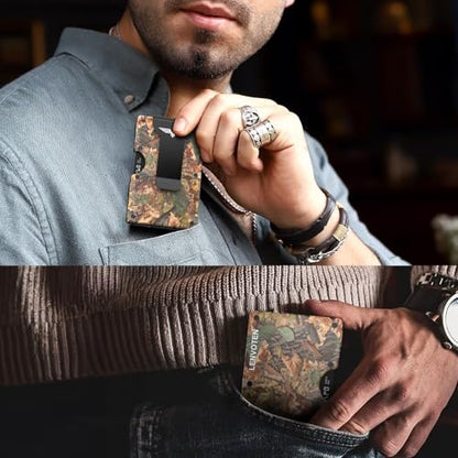 Lenvoten Upgraded Hinged Minimalist Wallet for Men, RFID Blocking Wallet - color: T5-Jungle Camo