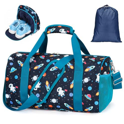 Kids Travel Duffle Bag - Weekender Bag for Boys 3-8 Year Olds - color: 02 Blue Space, size: Medium-25L(Ages 3-8)