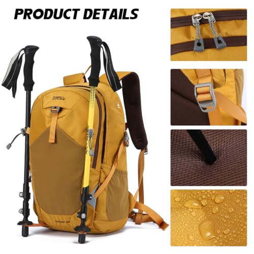 30L Lightweight Hiking Backpack, Travel Daypack with Pole Holder, Gray - color: 30l-grey