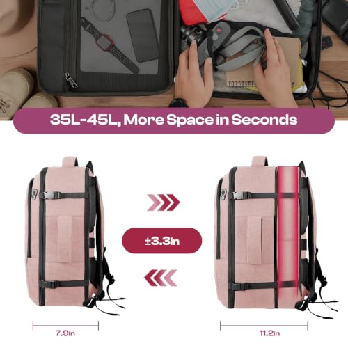 Large Travel Backpack for Women, Tsa Flight Approved Big Carry on Backpack - color: Pink, size: XX-Large