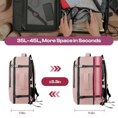 Large Travel Backpack for Women, Tsa Flight Approved Big Carry on Backpack - color: Pink, size: XX-Large