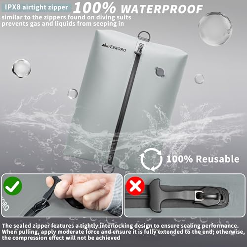 Vacuum Bag for Travel,IPX8 Waterproof Reusable Compression Bags - color: Upgraded Gray, size: 3 PC -With Pump