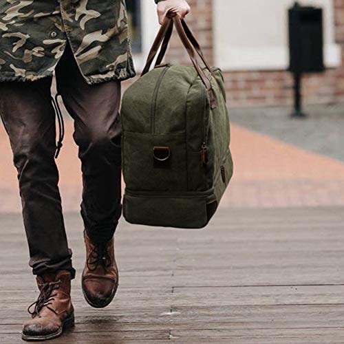S-ZONE Canvas Travel Duffel Bag for Men Weekend Overnight Bag for Business - color: Army Green