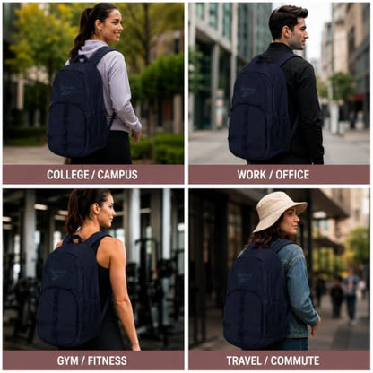 Reebok Travel Backpack Water Resistant Everyday Bag with Laptop Sleeve - color: Santa Fe Navy Blazer