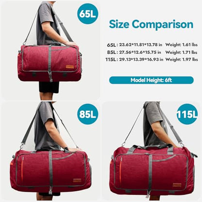 Canway 85L Travel Duffel Bag, Foldable Weekender Bag with Shoes Compartment for Men Women Water-proof & Tear Resistant - color: Beetles Red, size: 85L