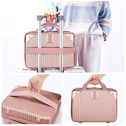 Noverlife 14in Portable Makeup Travel Case Hand Luggage with Elastic Band - color: Rose Gold - Rectangle