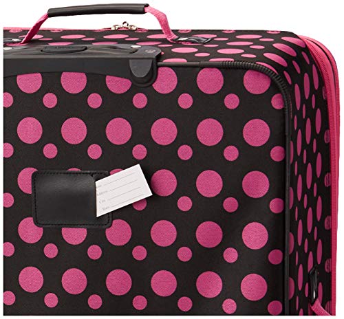 Rockland Fashion Softside Upright Luggage Set, Black/Pink Dot, 4-Piece (14/19/24/28) - color: Black Pink Dot, size: 4 Piece (28"/24"/19"/14" Tote)