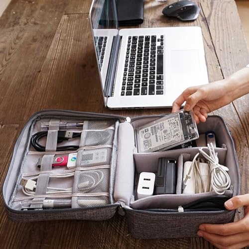 Organizer Case Small Electronic Devices USB Charger Accessories Mouse Phone Cable SD Power Bank Earphone - color: Large-Sky Blue