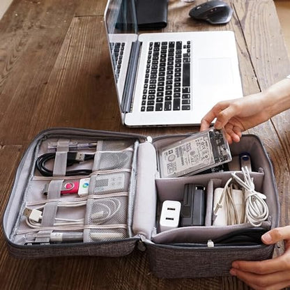 Organizer Case Small Electronic Devices USB Charger Accessories Mouse Phone Cable SD Power Bank Earphone - color: Large-Black