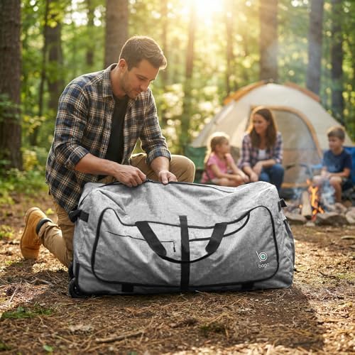 Bago Rolling Duffle Bag with Wheels - 27" 80L Foldable Weekender Bag, Waterproof Travel Duffel Bag, Heavy Duty Lightweight Duffle Bag for Traveling, Rolling Duffel Bag with Wheels (SnowGray2023) - color: SnowGray, size: 80L