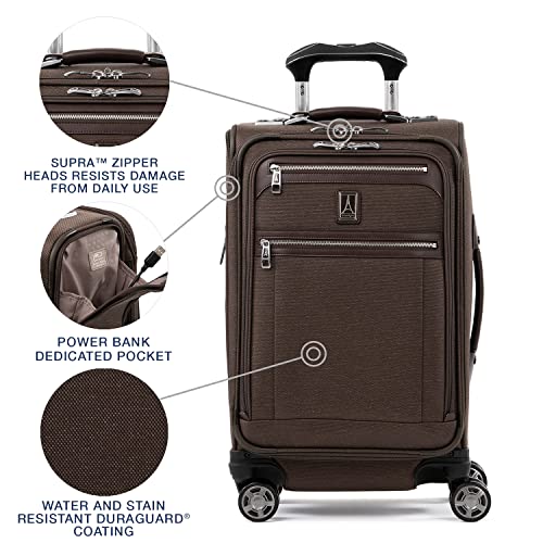 Travelpro Platinum Elite Carry-On Luggage Spinner, Espresso, 21-Inch - color: Rich Espresso Brown, size: Carry-On 21-Inch