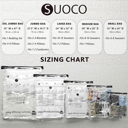 Vacuum Storage Bags, Compression Packing Space Saver Seal Bags for Clothing Bedding Comforters Blankets Pillows, 8 Jumbo (Pack of 2) - size: 8 Jumbo (Pack of 2)