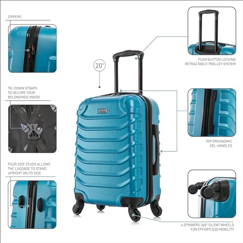 InUSA ENDURANCE Luggage with Spinner Wheels | Durable Lightweight Hardshell Suitcase, Spacious Travel Bag with Handle and Trolley | 20-Inch Carry On Small Luggage | Teal - color: Teal, size: 20 Inch