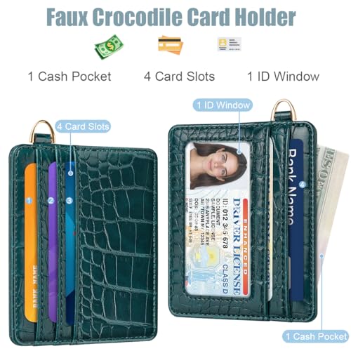 Slim Credit Card Holder Crocodile Wallet Women Thin Wallets - color: A Dark Green