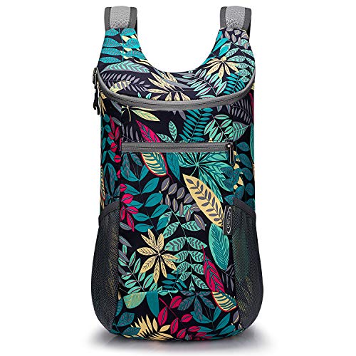 G4Free 10L Lightweight Packable Hiking Backpack, Nylon Daypack Daily Travel - color: Blue Leaf, size: Small