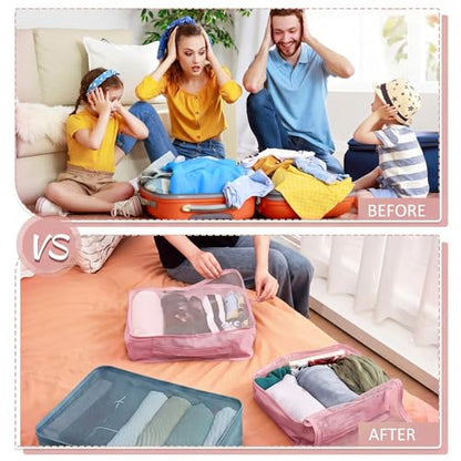 Silkfly 12 Pcs Packing Cubes for Travel,XL, L, M,Classic,Pink, Gray Blue - color: Pink, Gray Blue, size: XL, L, M, style: Classic