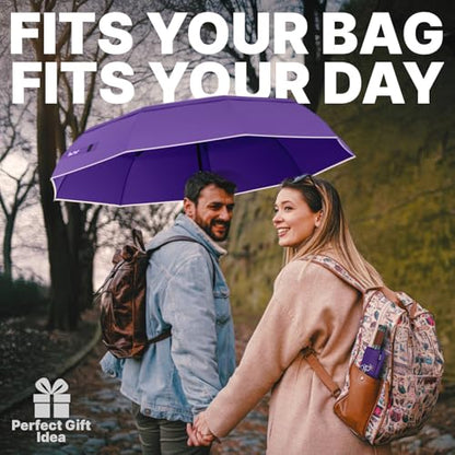 Royal Walk Compact Travel Umbrella for Rain, Windproof, Small & Portable - color: Purple