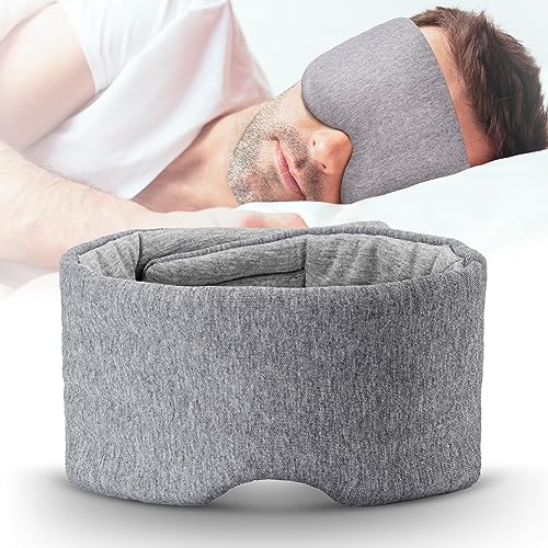 Cotton Sleep Eye Mask for Men and Women, 100% Blocking Light Sleeping Mask - color: Grey