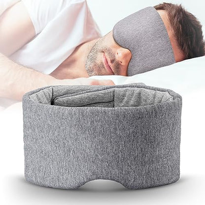 Cotton Sleep Eye Mask for Men and Women, 100% Blocking Light Sleeping Mask - color: Grey