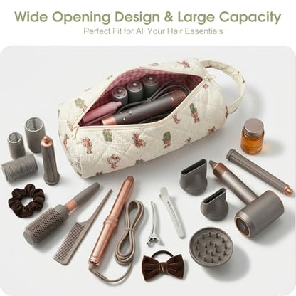 Bear Print Hair Tools Bag Compatible with Dyson Airwrap Shark FlexStyle - color: Cute Bear Print