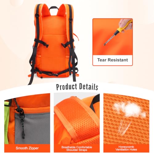 20L Hiking Backpack, Small Lightweight Daypack for Men Women,Orange - color: Orange