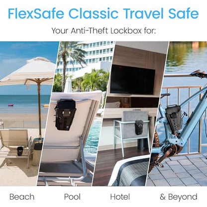 Portable Travel Safe Anti-Theft Cut-Resistant Beach Pool Lock Box - color: Black, size: Classic