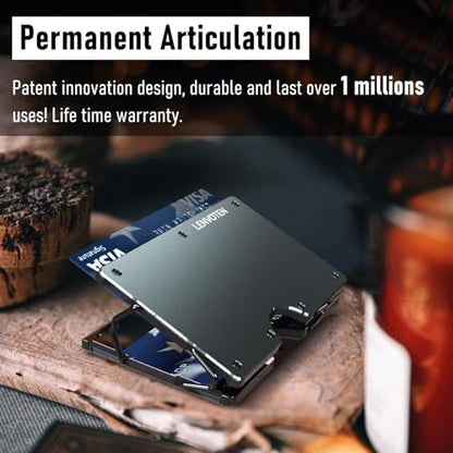 Lenvoten Upgraded Hinged Minimalist Wallet for Men, RFID Blocking Wallet - color: S4-Matte Grey