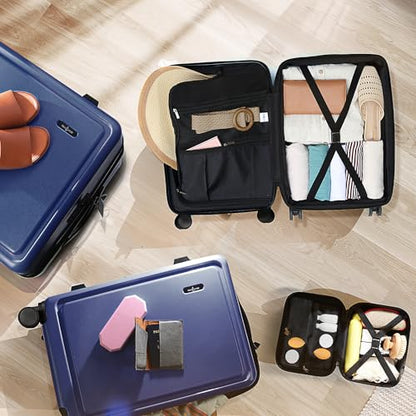 TRAVELARIM 4 Piece Luggage Sets with Spinner Wheels, Travel Suitcase Set - color: Navy, size: 4 Piece Set (20/24/28)