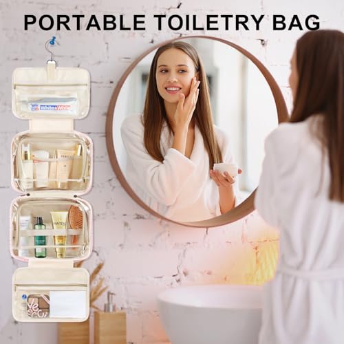 TOPEAST Travel Toiletry Bag for Women - Hanging Toiletry Bag, Large Capacity Personalized Makeup Pouch, Travel Essentials - Letter D, Pink - color: Pink, style: D