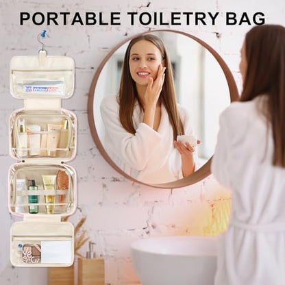 TOPEAST Travel Toiletry Bag for Women - Hanging Toiletry Bag, Large Capacity Personalized Makeup Pouch, Travel Essentials - Letter D, Pink - color: Pink, style: D