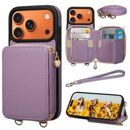 Lanyard Wallet Case for iPhone 18 Pro iPhone 17 Pro Purple - color: Purple, size: 6,3“ iPhone17/18 Pro