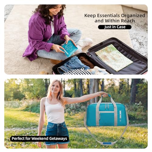 Foldable Travel Duffel Bag 65L, Large Capacity Bag for Trips - color: Light Blue, size: 65L