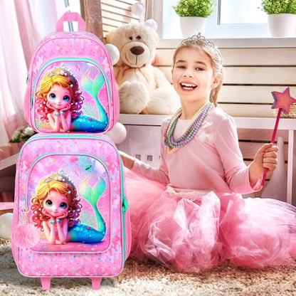 Kids Luggage Set for Girls, 18" Carry-on Suitcase 2PCS Mermaid Pink - color: Mermaid Pink