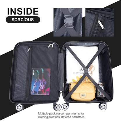 Tripcomp Carry-on Luggage Set 2 Piece Hardside Suitcase With Spinner Wheels - color: Black-2, size: 2 Piece Set(14/20)