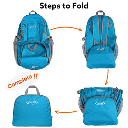 G4Free 40L Lightweight Packable Hiking Backpack, Waterproof Travel Daypack - color: Light Blue