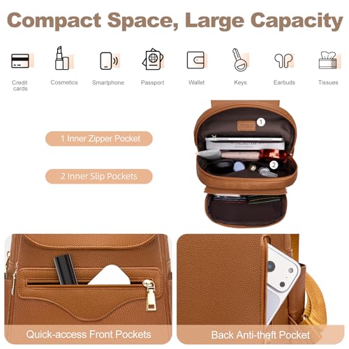 SYTRAH Mini Backpack Purse for Women, Small Travel Casual Daypack Brown - color: Brown
