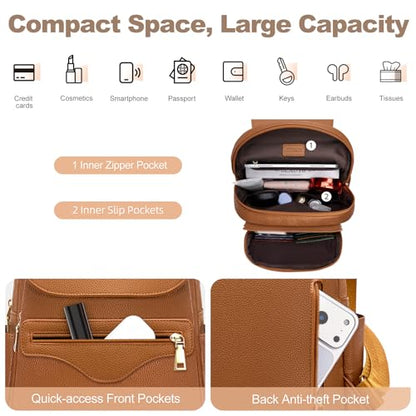 SYTRAH Mini Backpack Purse for Women, Small Travel Casual Daypack Brown - color: Brown