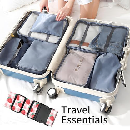Luggage Straps for Suitcases, Heavy Duty Travel Belt with Quick-Release Buckle, Adjustable Suitcase Strap, Cute Luggage Accessories for Travel Cute Strawberry Checkerboard - color: Cute Strawberry Checkerboard
