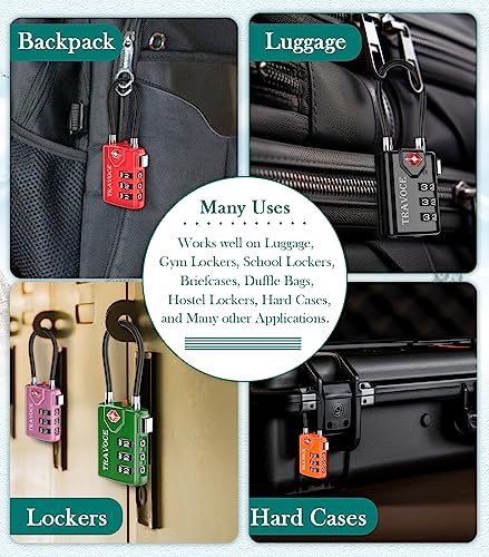 TRAVOCE TSA Approved Luggage Locks, Combination Cable Locks, 2 Pack, Green - color: Army Green 2 Pack