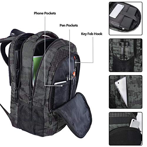 MATEIN Travel Computer Backpack, 15.6 Inch Sturdy College Laptop Bookbag - color: Grey and Black Camo, size: 15.6 Inch