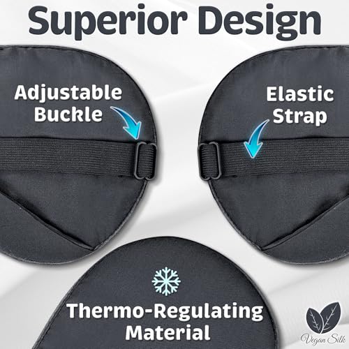Sleep Mask - Black, 100% Tencel Derived from Natural Wood Pulp - Lightweight Eye Mask with Adjustable Strap - Blackout Blindfold for Women & Men - Comfortable Light Blocking Eye Cover - color: 100% Tencel, Black