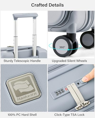 Hanke Expandable Medium Checked Luggage, 24 Inch Top Opening Suitcase - color: Grey, size: 24 Inch EXT