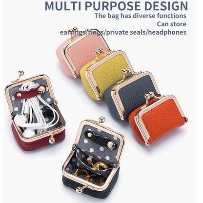 Genuine Leather Mini Jewelry Box for Women, Portable Travel Jewelry Case - color: Sky Blue - 2.5in
