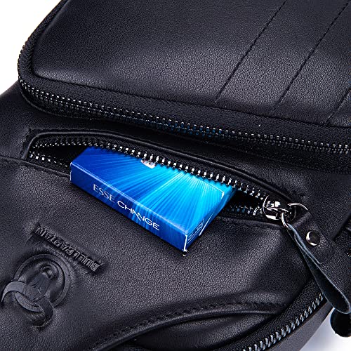 LUKZIJAES Genuine Leather Sling Bag for Men - color: #6-black