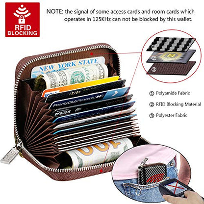 FurArt Zipper Wallet Women RFID Credit Card Holder keychain Wallet | ID Window RFID Blocking Compact Small business 15/16 slots - color: Carbon Fiber Black