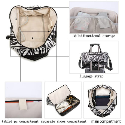 Kinmac Travel Duffel Bag,Sports Gym Yoga Duffel Bag Weekender Overnight Totes Bag (Zebra) - color: Zebra