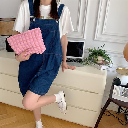 Flat Makeup Bag for Women,Zipper Cosmetic Pouch for Purse,Bubble Candy Pink - color: Bubble Candy Pink
