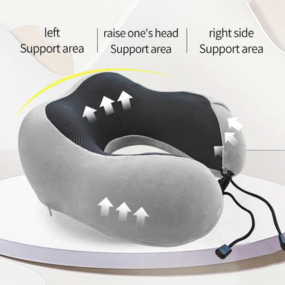 Airplane Travel Neck Pillow, 100% Memory Foam Ergonomic Neck Support, Airplanes Neck Pillow with Washable Cover Travel Essential for Flight & Office include Eye Mask, Earplugs & Carry Bag (Light Gray) - color: Light Gray