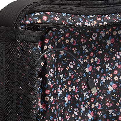 Vera Bradley Women's Softside Rolling Suitcase Luggage, Black, 22" Carry On & 27" Check In - color: Black, size: 22" Carry On & 27" Check In