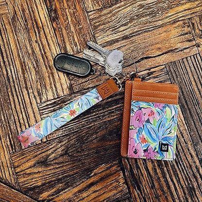 Credit Card Holder Wallet Women RFID Blocking Slim Wallet Front Pocket - color: Flower-E